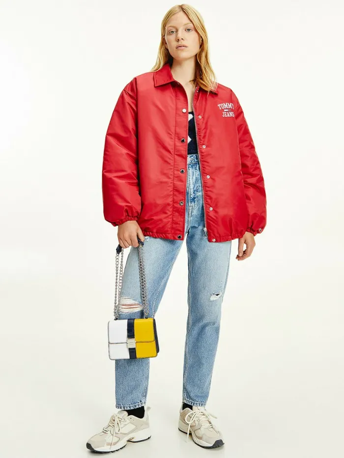 Tommy Hilfiger College Recycled Coach Jacket Cranberry Crush Womens Coats and Jackets On Sale Tommy Hilfiger College Recycled Coach Jacket Cranberry Crush Womens Coats and Jackets On Sale
