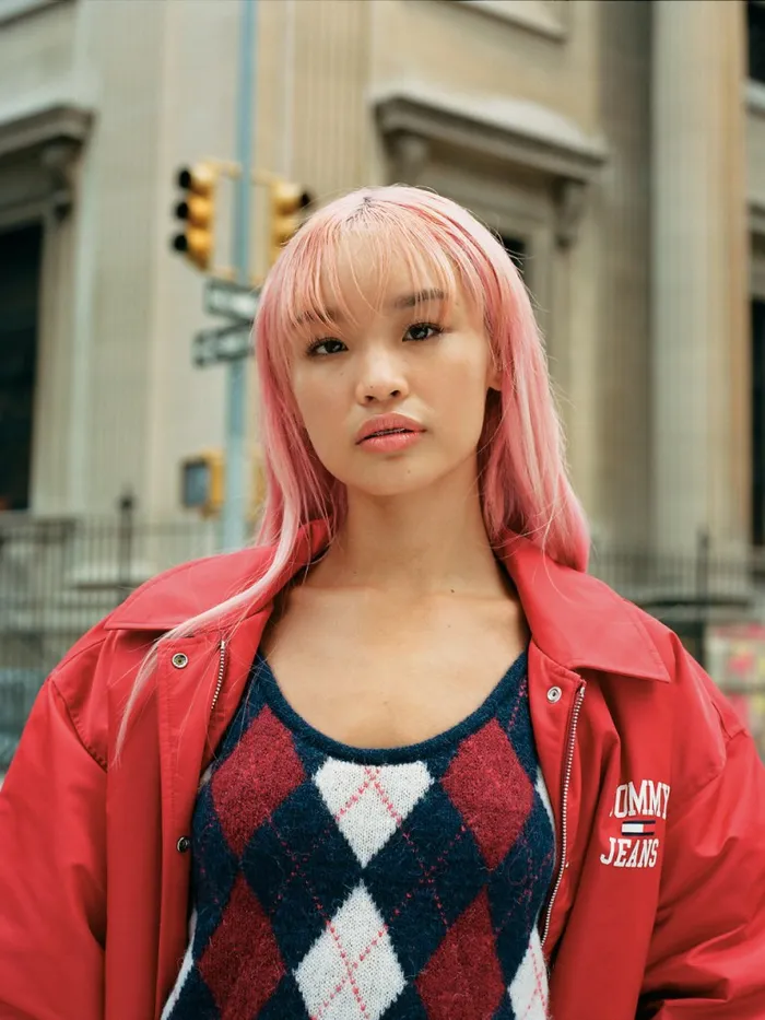 Tommy Hilfiger College Recycled Coach Jacket Cranberry Crush Womens Coats and Jackets On Sale