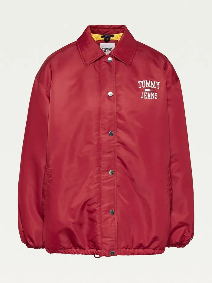 Tommy Hilfiger College Recycled Coach Jacket Cranberry Crush Womens Coats and Jackets On Sale