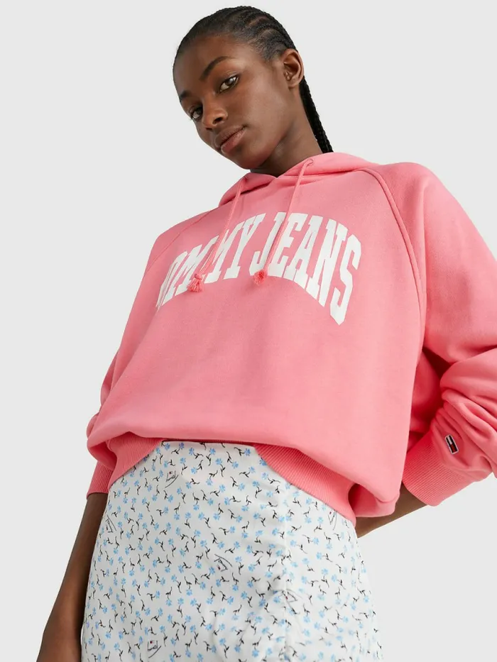 Tommy Hilfiger College Relaxed Fit Hoody Garden Rose Womens Sweatshirts and Hoodies For Sale