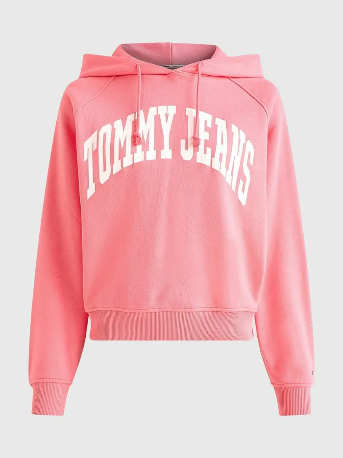 Tommy Hilfiger College Relaxed Fit Hoody Garden Rose Womens Sweatshirts and Hoodies For Sale