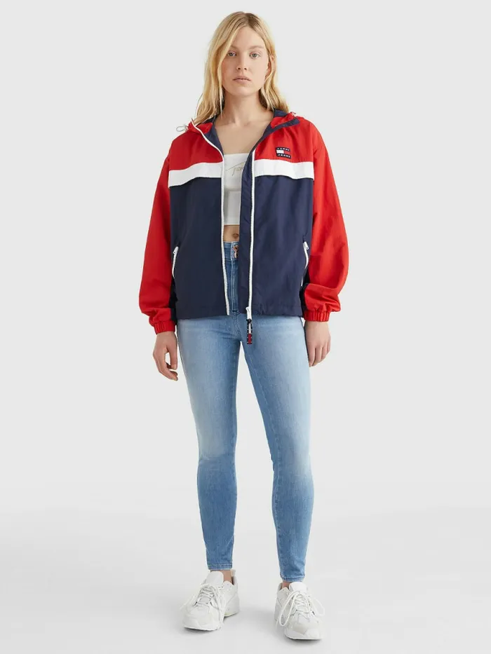 Tommy Hilfiger ColourBlocked Chicago Windbreaker Twilight NavyMulti Womens Coats and Jackets Gift for Friend