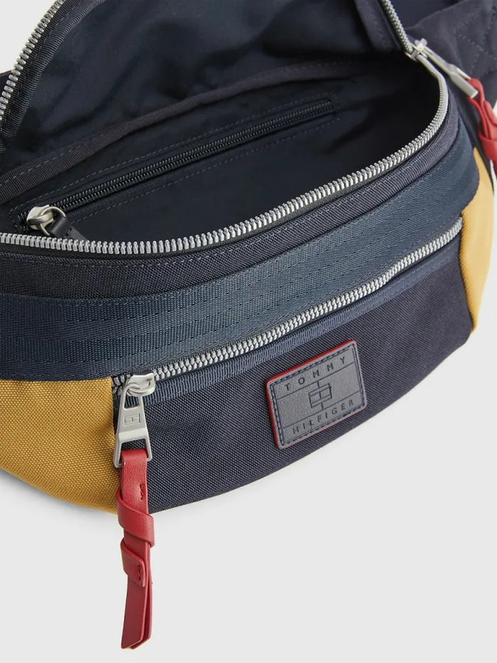 Tommy Hilfiger ColourBlocked Crossbody Bag NavyYellow Mens Bags On Sale