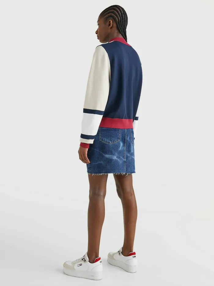 Tommy Hilfiger ColourBlocked HalfZip Jumper Cranberry CrushMulti Womens Knitwear Gift 4 You