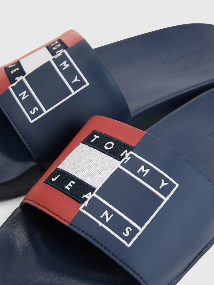 Tommy Hilfiger ColourBlocked Logo Pool Slides Twilight Navy Mens Sandals Sliders and Flip Flops Near Me