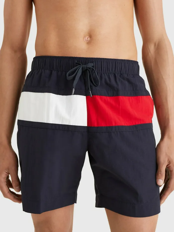 Tommy Hilfiger ColourBlocked Long Length Swim Shorts Desert Sky Mens Swimwear Online Tommy Hilfiger ColourBlocked Long Length Swim Shorts Desert Sky Mens Swimwear Online