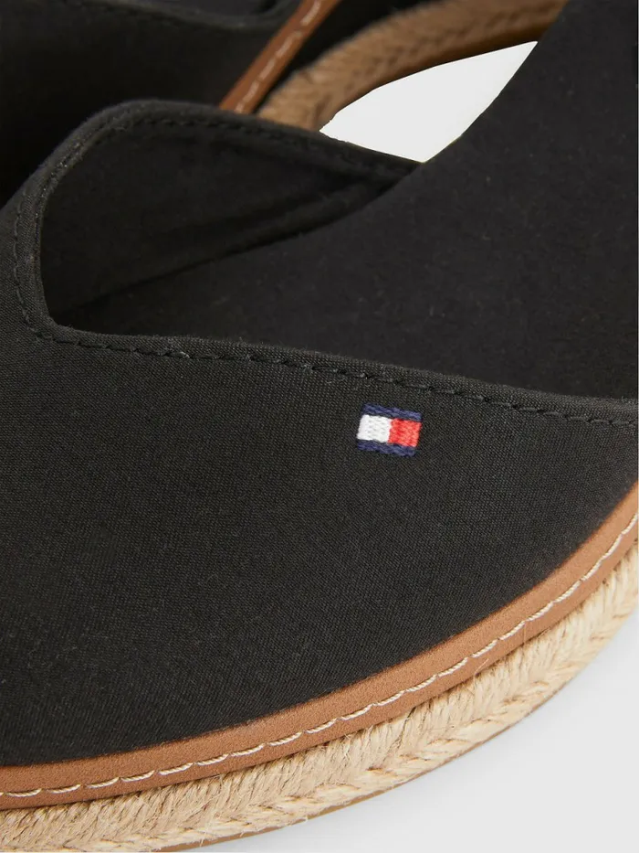 Tommy Hilfiger ColourBlocked Mid Heel Wedge Espadrille Sandals Black Womens Sandals Cheap On Sale