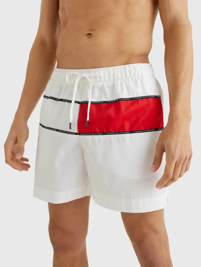Tommy Hilfiger ColourBlocked Mid Length Swim Shorts White Mens Swimwear Gift Ideas Tommy Hilfiger ColourBlocked Mid Length Swim Shorts White Mens Swimwear Gift Ideas