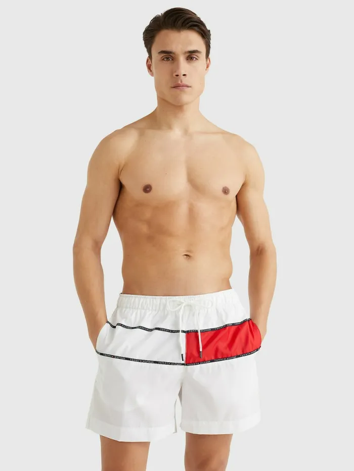 Tommy Hilfiger ColourBlocked Mid Length Swim Shorts White Mens Swimwear Gift Ideas