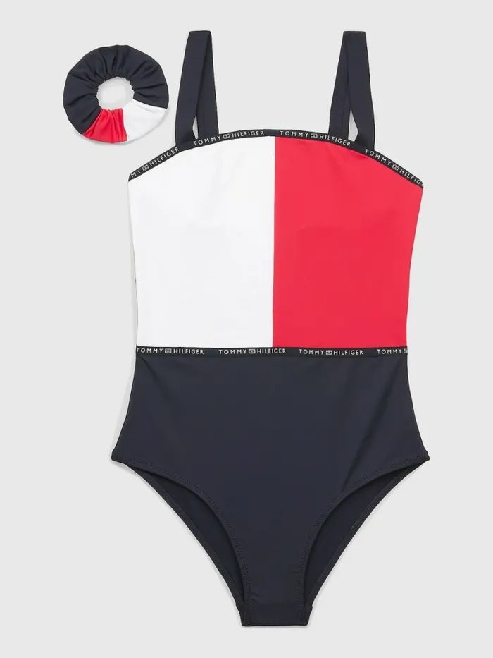 Tommy Hilfiger ColourBlocked OnePiece Swimsuit Desert Sky Blue Girls Swimwear Near Me Tommy Hilfiger ColourBlocked OnePiece Swimsuit Desert Sky Blue Girls Swimwear Near Me