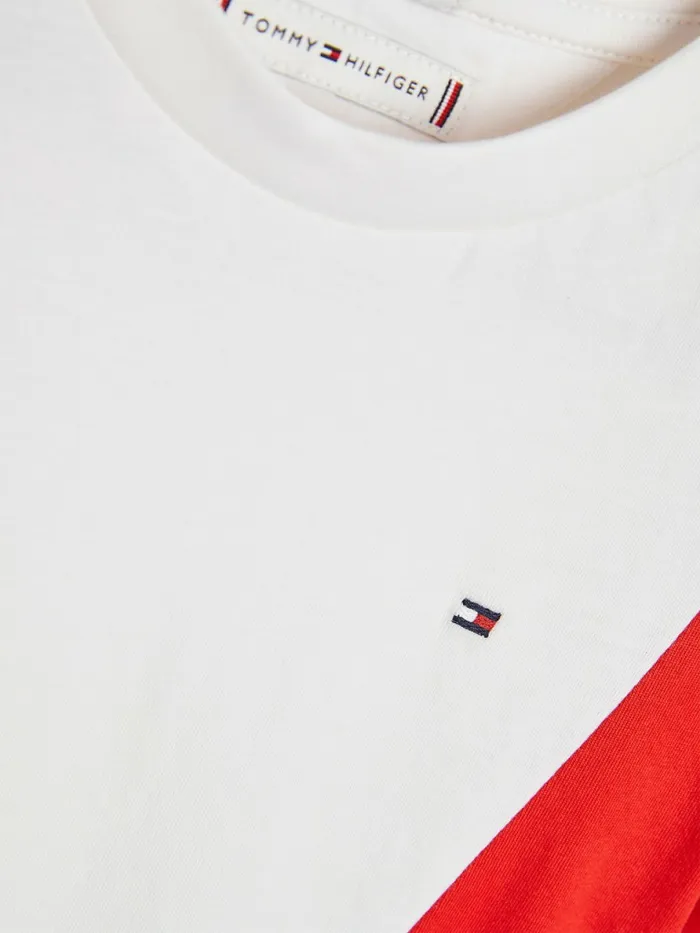 Tommy Hilfiger ColourBlocked Organic Cotton Knit TShirt Twilight NavyColorblock Girls Tops and TShirts Cheap On Sale