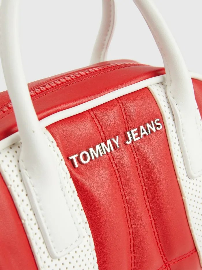 Tommy Hilfiger ColourBlocked Quilted Satchel Deep Crimson Womens Bags Gift Ideas
