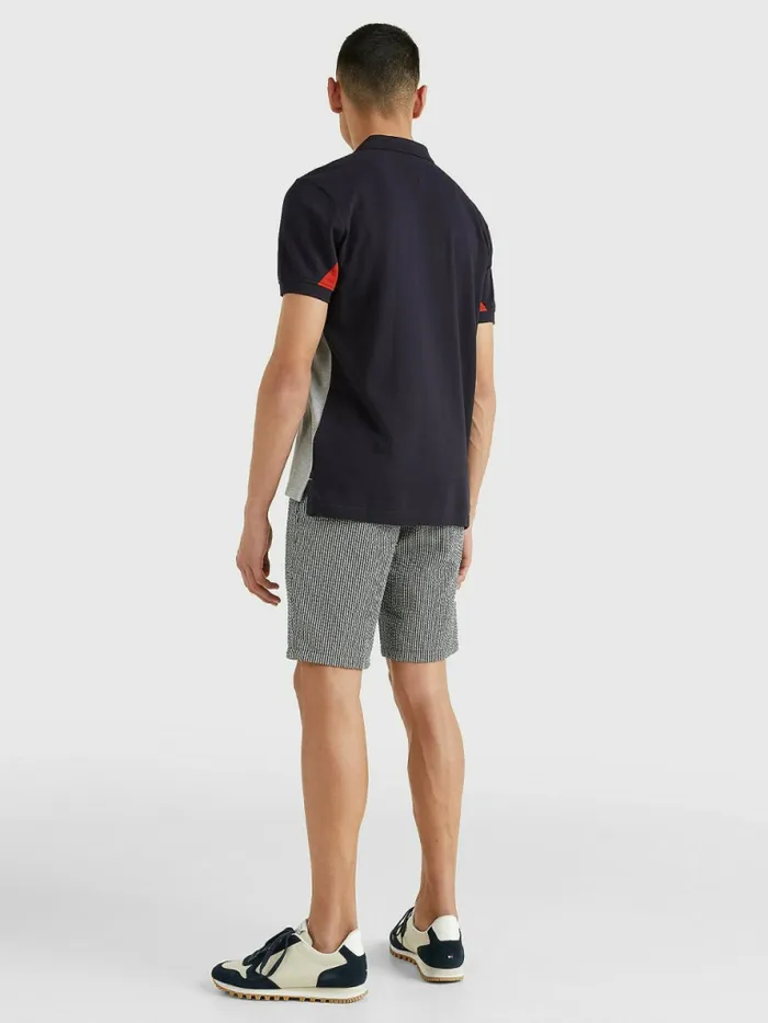 Tommy Hilfiger ColourBlocked Regular Fit Polo Desert SkyCinabar RedGrey Htr Mens Polo Shirts On Sale