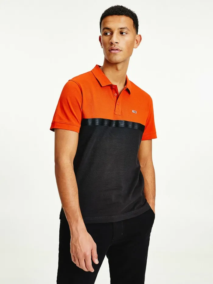 Tommy Hilfiger ColourBlocked Regular Fit Polo Orange Spice Mens Polo Shirts Gift Ideas Tommy Hilfiger ColourBlocked Regular Fit Polo Orange Spice Mens Polo Shirts Gift Ideas