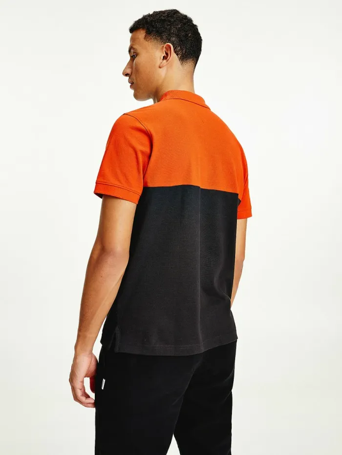 Tommy Hilfiger ColourBlocked Regular Fit Polo Orange Spice Mens Polo Shirts Gift Ideas