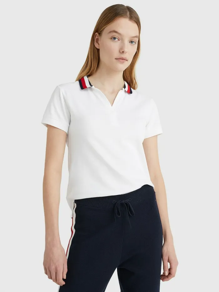 Tommy Hilfiger Contrast Collar Slim Fit Polo Top Th Optic White Womens Polo Shirts Near Me Tommy Hilfiger Contrast Collar Slim Fit Polo Top Th Optic White Womens Polo Shirts Near Me