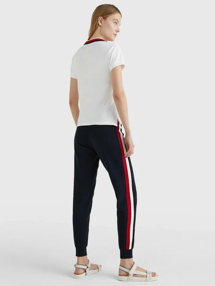 Tommy Hilfiger Contrast Collar Slim Fit Polo Top Th Optic White Womens Polo Shirts Near Me