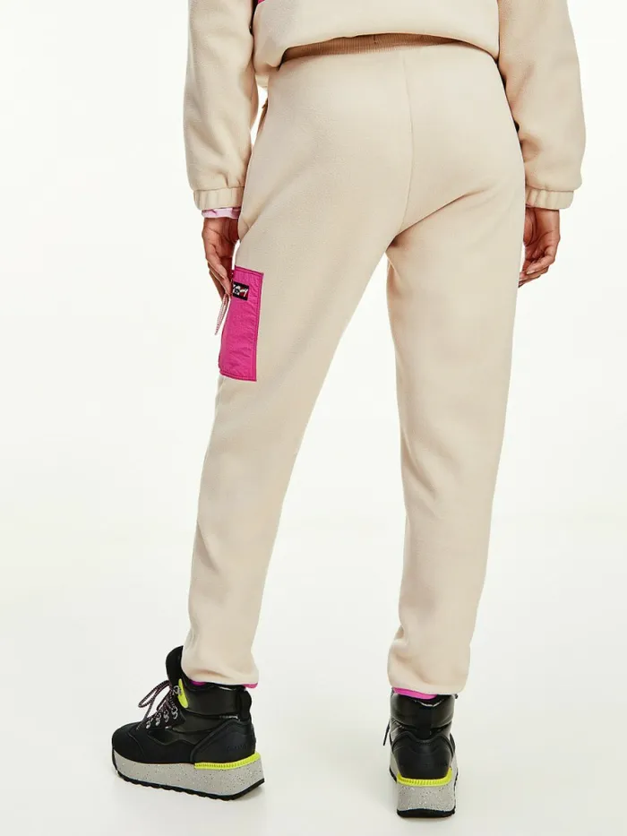Tommy Hilfiger Contrast Detail Fleece Joggers Smooth Stone Womens Trousers