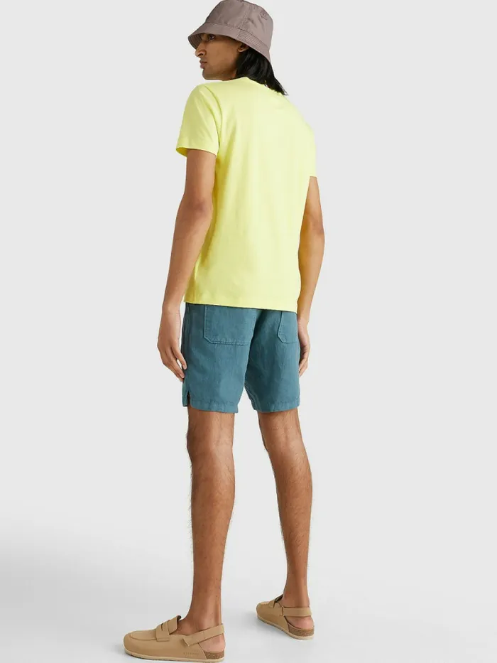 Tommy Hilfiger Contrast Flag Organic Cotton TShirt Citrus Yellow Mens TShirts For Sale