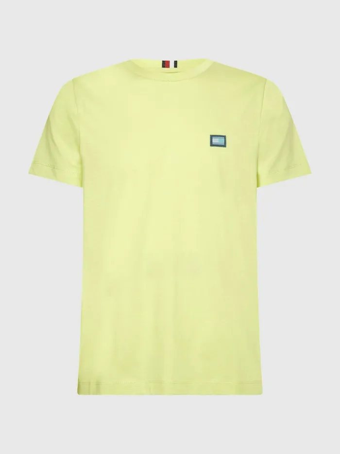 Tommy Hilfiger Contrast Flag Organic Cotton TShirt Citrus Yellow Mens TShirts For Sale