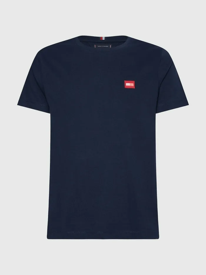 Tommy Hilfiger Contrast Flag Organic Cotton TShirt Desert Sky Mens TShirts Near Me