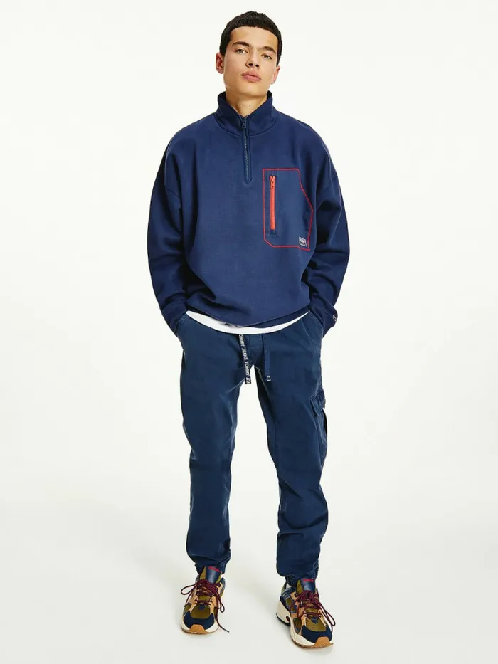 Tommy Hilfiger Contrast Pocket HalfZip Sweatshirt Twilight Navy Mens Sweatshirts and Hoodies Casaul Tommy Hilfiger Contrast Pocket HalfZip Sweatshirt Twilight Navy Mens Sweatshirts and Hoodies Casaul