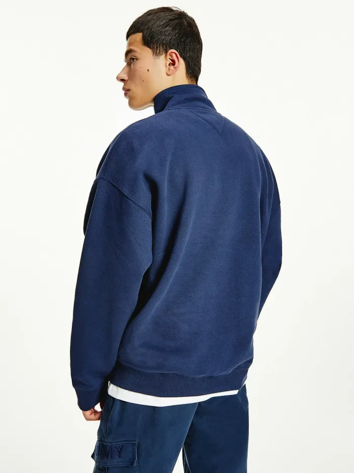 Tommy Hilfiger Contrast Pocket HalfZip Sweatshirt Twilight Navy Mens Sweatshirts and Hoodies Casaul