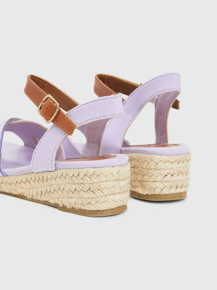 Tommy Hilfiger Contrast Strap Rope Wedge Sandals LilacTobacco Girls Shoes and Accessories Gift Ideas