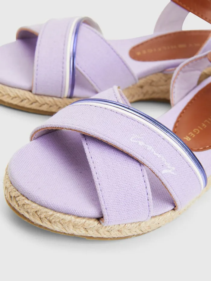 Tommy Hilfiger Contrast Strap Rope Wedge Sandals LilacTobacco Girls Shoes and Accessories Gift Ideas