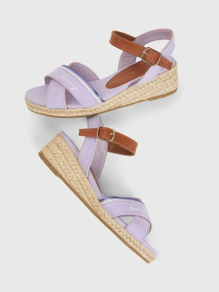 Tommy Hilfiger Contrast Strap Rope Wedge Sandals LilacTobacco Girls Shoes and Accessories Gift Ideas