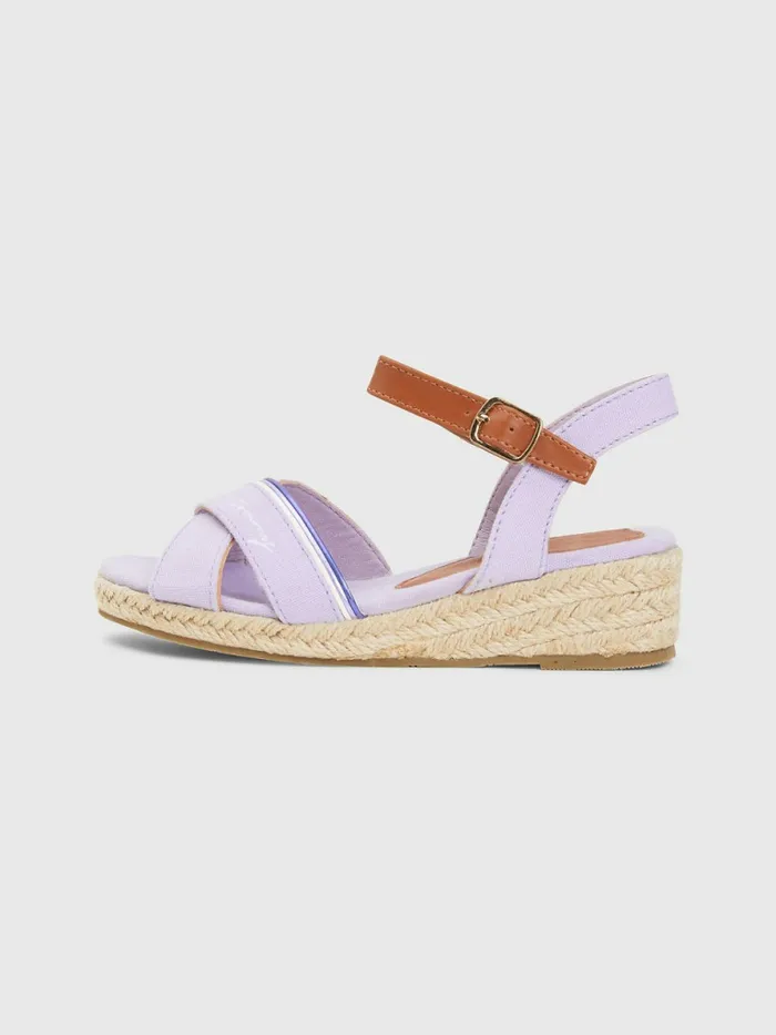 Tommy Hilfiger Contrast Strap Rope Wedge Sandals LilacTobacco Girls Shoes and Accessories Gift Ideas