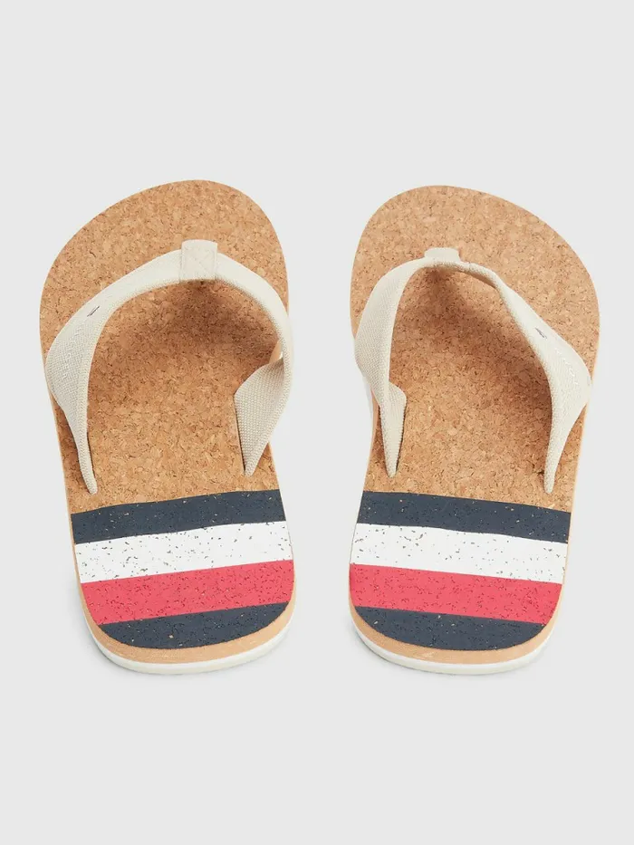 Tommy Hilfiger Cork Webbing Beach Sandals Classic Beige Mens Casual Shoes Popular