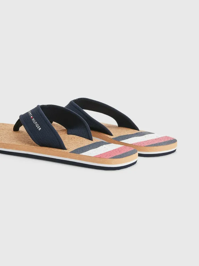 Tommy Hilfiger Cork Webbing Beach Sandals Desert Sky Mens Trainers Cheap On Sale