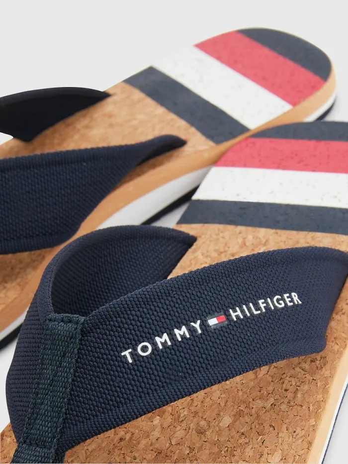 Tommy Hilfiger Cork Webbing Beach Sandals Desert Sky Mens Trainers Cheap On Sale