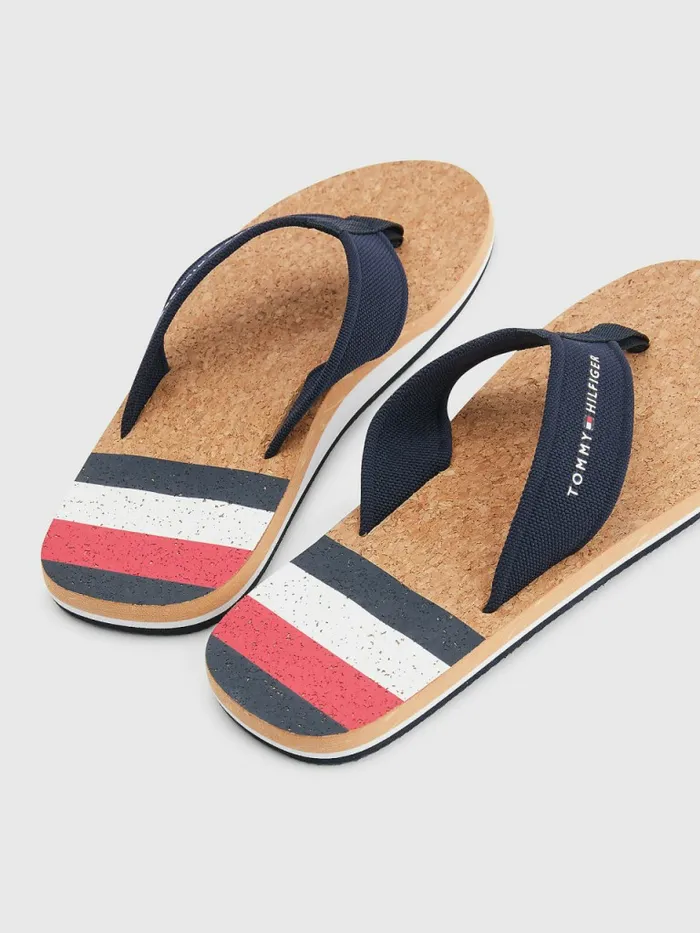 Tommy Hilfiger Cork Webbing Beach Sandals Desert Sky Mens Trainers Cheap On Sale