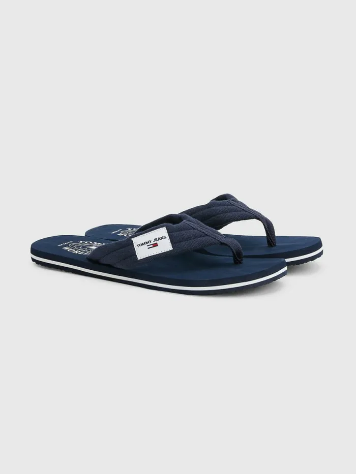 Tommy Hilfiger Cotton Canvas Strap FlipFlops Twilight Navy Mens Sandals Sliders and Flip Flops Cheap On Sale Tommy Hilfiger Cotton Canvas Strap FlipFlops Twilight Navy Mens Sandals Sliders and Flip Flops Cheap On Sale