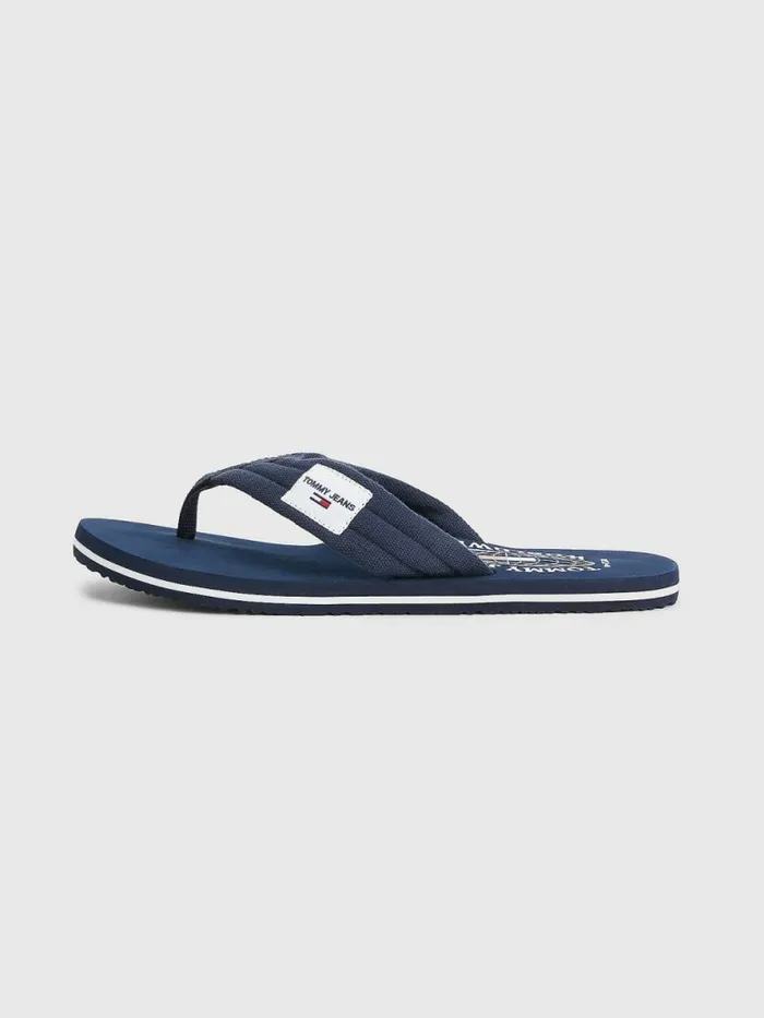 Tommy Hilfiger Cotton Canvas Strap FlipFlops Twilight Navy Mens Sandals Sliders and Flip Flops Cheap On Sale