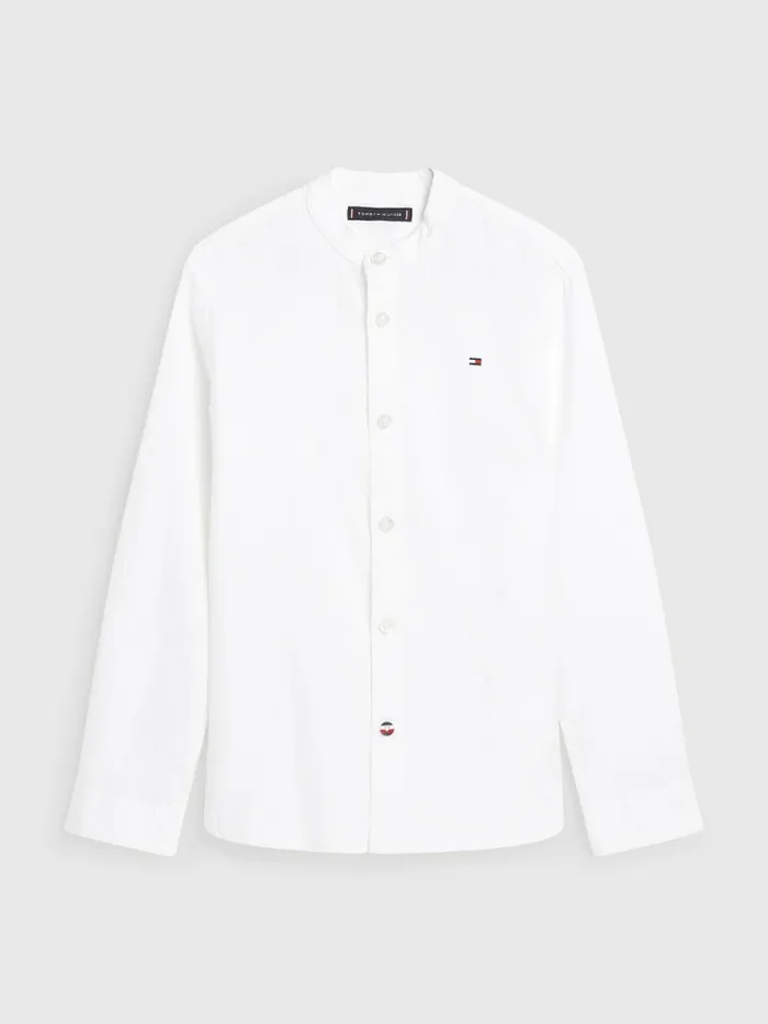 Tommy Hilfiger Cotton Linen Collarless Shirt White Boys Shirts Sale