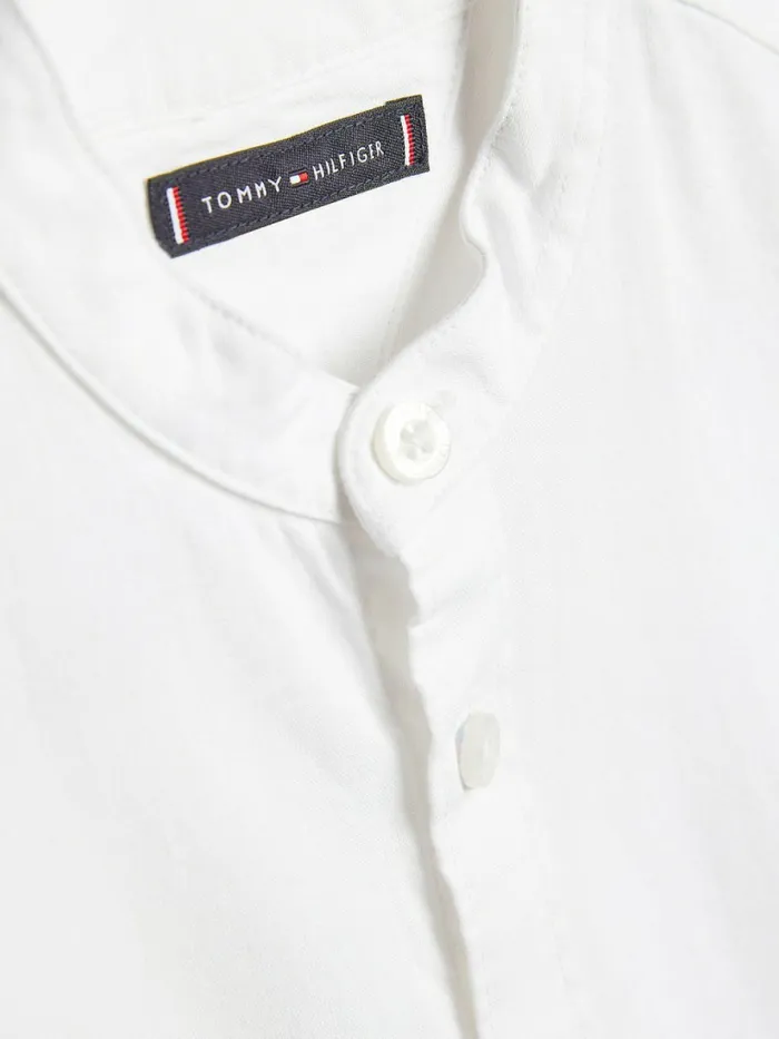 Tommy Hilfiger Cotton Linen Collarless Shirt White Boys Shirts Sale