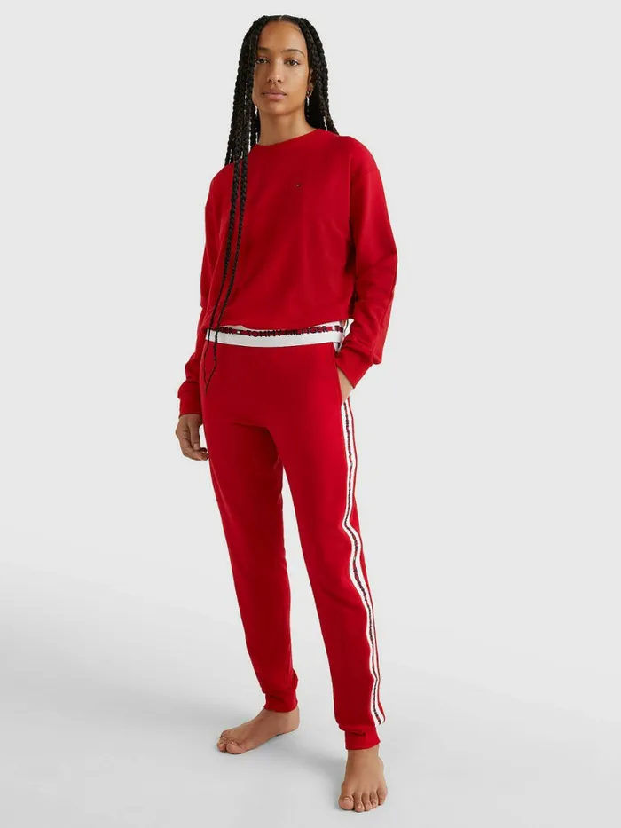Tommy Hilfiger Cotton Modal Joggers Primary Red Womens Trousers