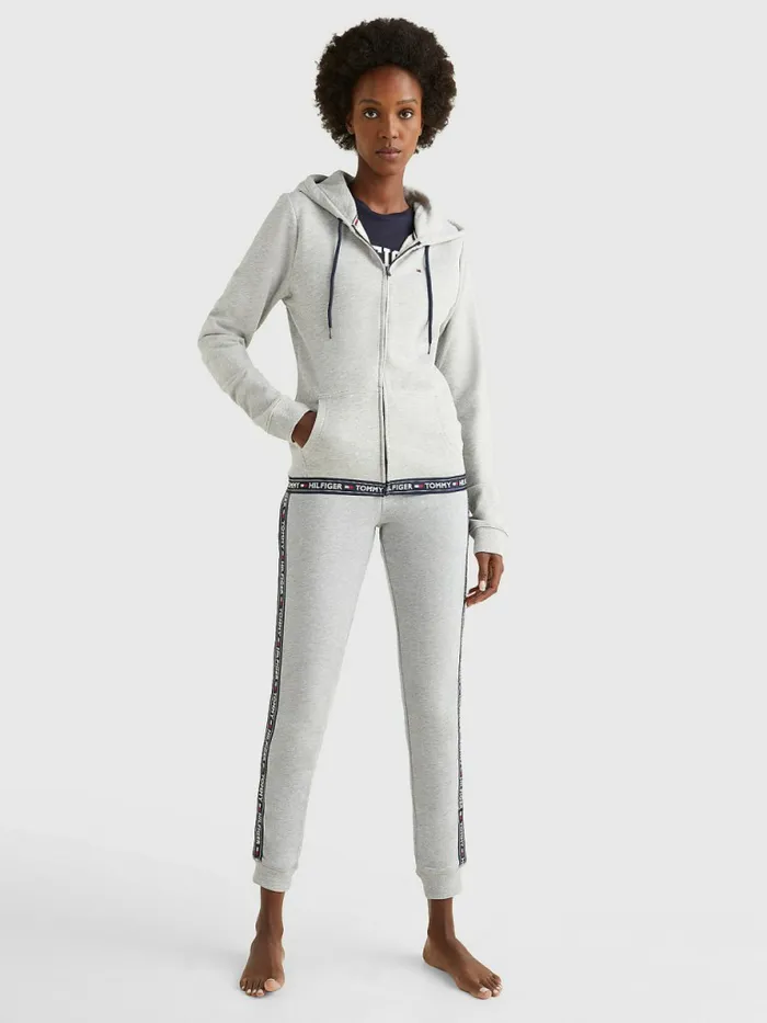 Tommy Hilfiger Cotton Terry Lounge Hoody Grey Heather Womens Lounge and Nightwear