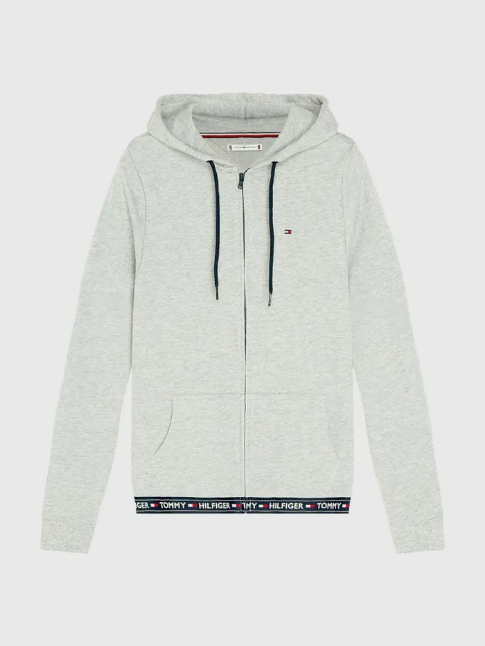 Tommy Hilfiger Cotton Terry Lounge Hoody Grey Heather Womens Lounge and Nightwear