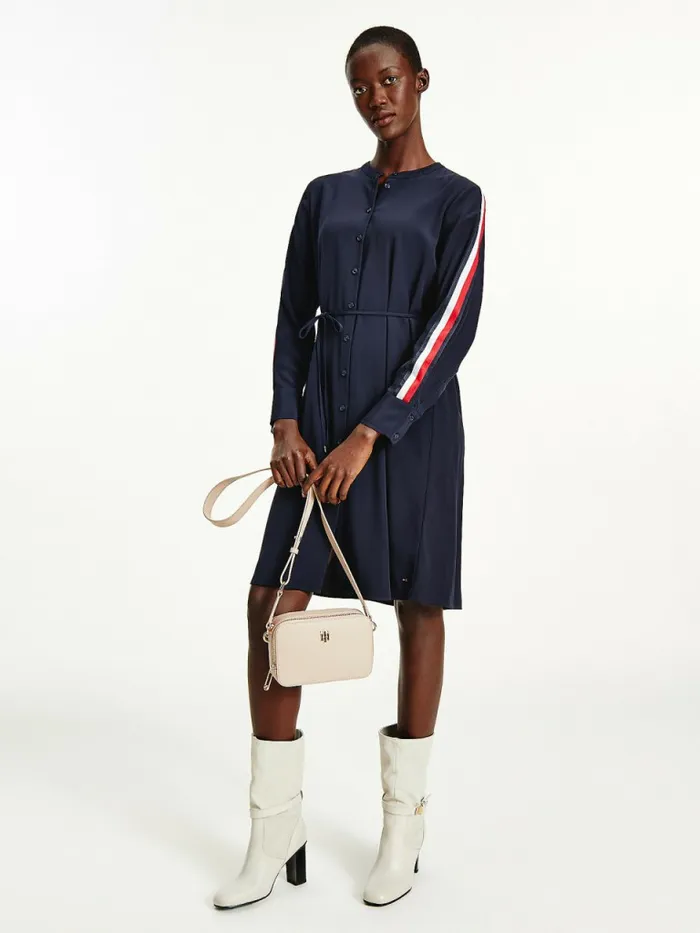 Tommy Hilfiger Crepe Tie Waist Shirt Dress Desert Sky Womens Dresses and Jumpsuits Online Tommy Hilfiger Crepe Tie Waist Shirt Dress Desert Sky Womens Dresses and Jumpsuits Online