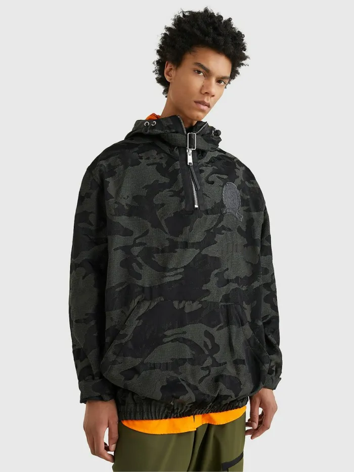 Tommy Hilfiger Crest Camo Print PullOn Hooded Jacket Black Mens Coats and Jackets Popular Tommy Hilfiger Crest Camo Print PullOn Hooded Jacket Black Mens Coats and Jackets Popular
