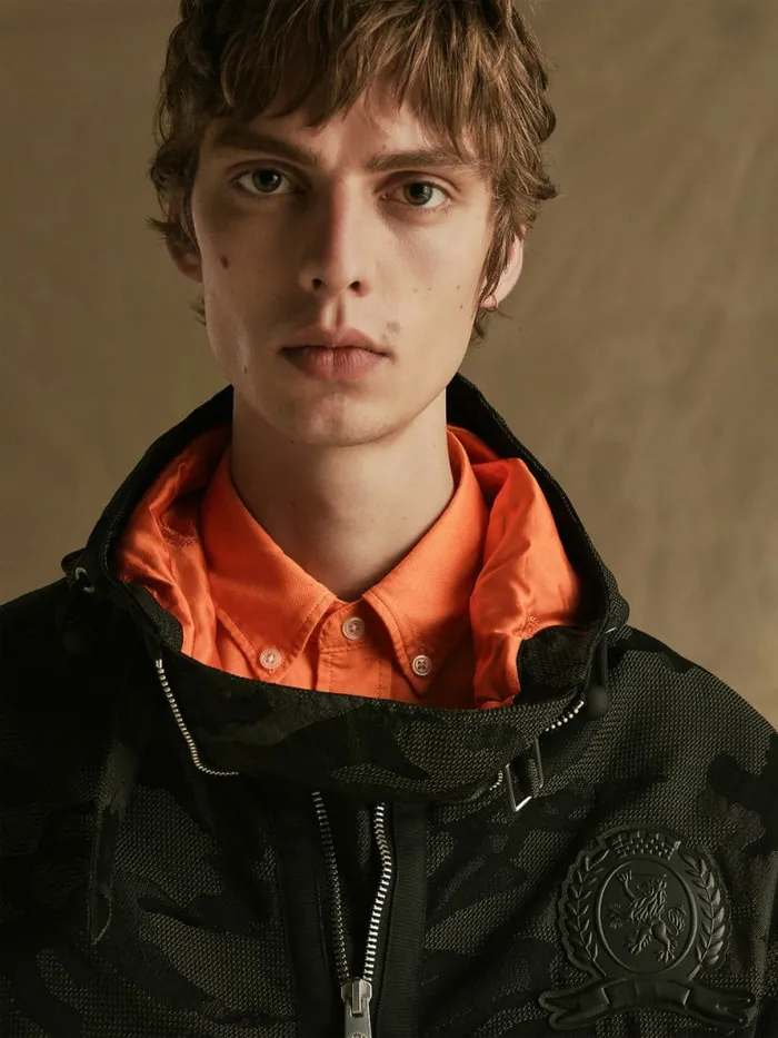 Tommy Hilfiger Crest Camo Print PullOn Hooded Jacket Black Mens Coats and Jackets Popular