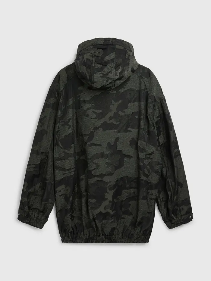 Tommy Hilfiger Crest Camo Print PullOn Hooded Jacket Black Mens Coats and Jackets Popular