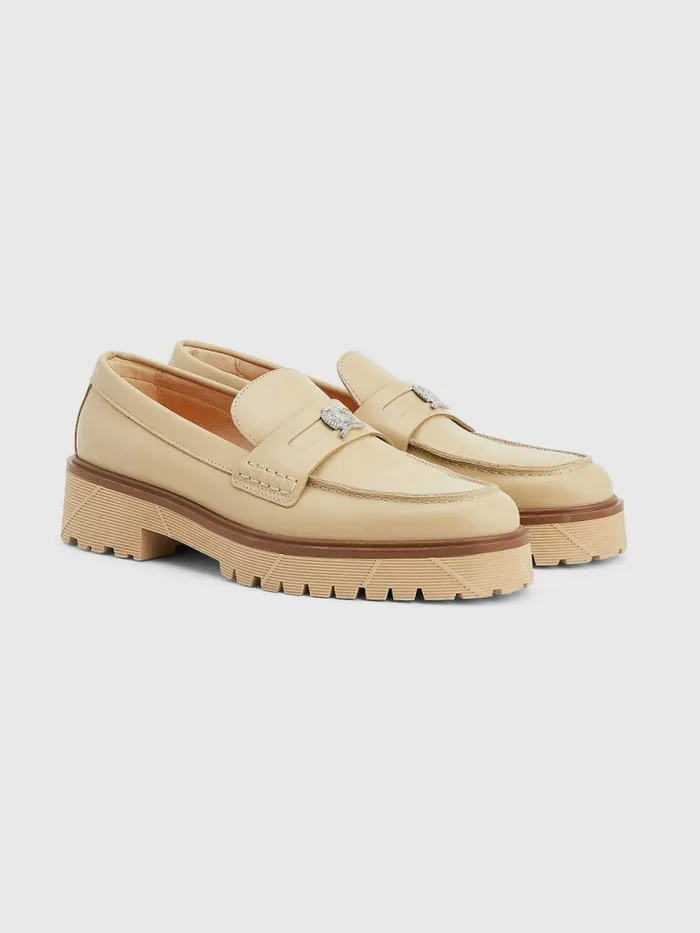 Tommy Hilfiger Crest Chunky Leather Loafers Gentle Gold Mens Formal Shoes and Brogues Online Tommy Hilfiger Crest Chunky Leather Loafers Gentle Gold Mens Formal Shoes and Brogues Online