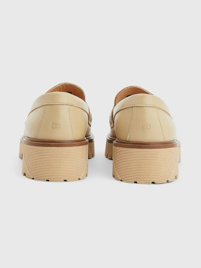Tommy Hilfiger Crest Chunky Leather Loafers Gentle Gold Mens Formal Shoes and Brogues Online