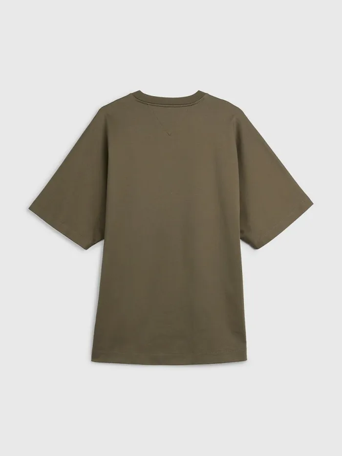 Tommy Hilfiger Crest Embroidery Organic Cotton TShirt Army Green Mens TShirts Casaul