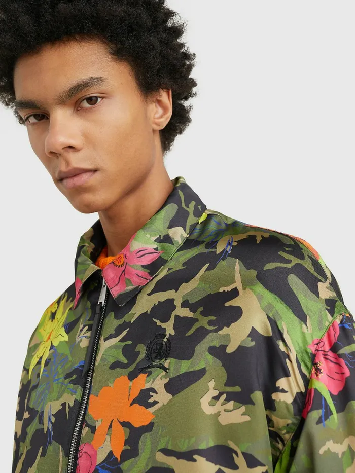 Tommy Hilfiger Crest Floral Camo Tracksuit Jacket Army GreenMulti Mens Coats and Jackets Gift 4 You
